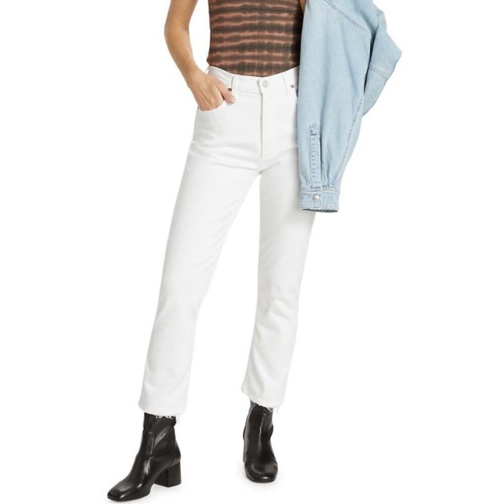Agolde Women’s Riley Crop Straight Leg Sour Cream White Denim Jeans Size 28